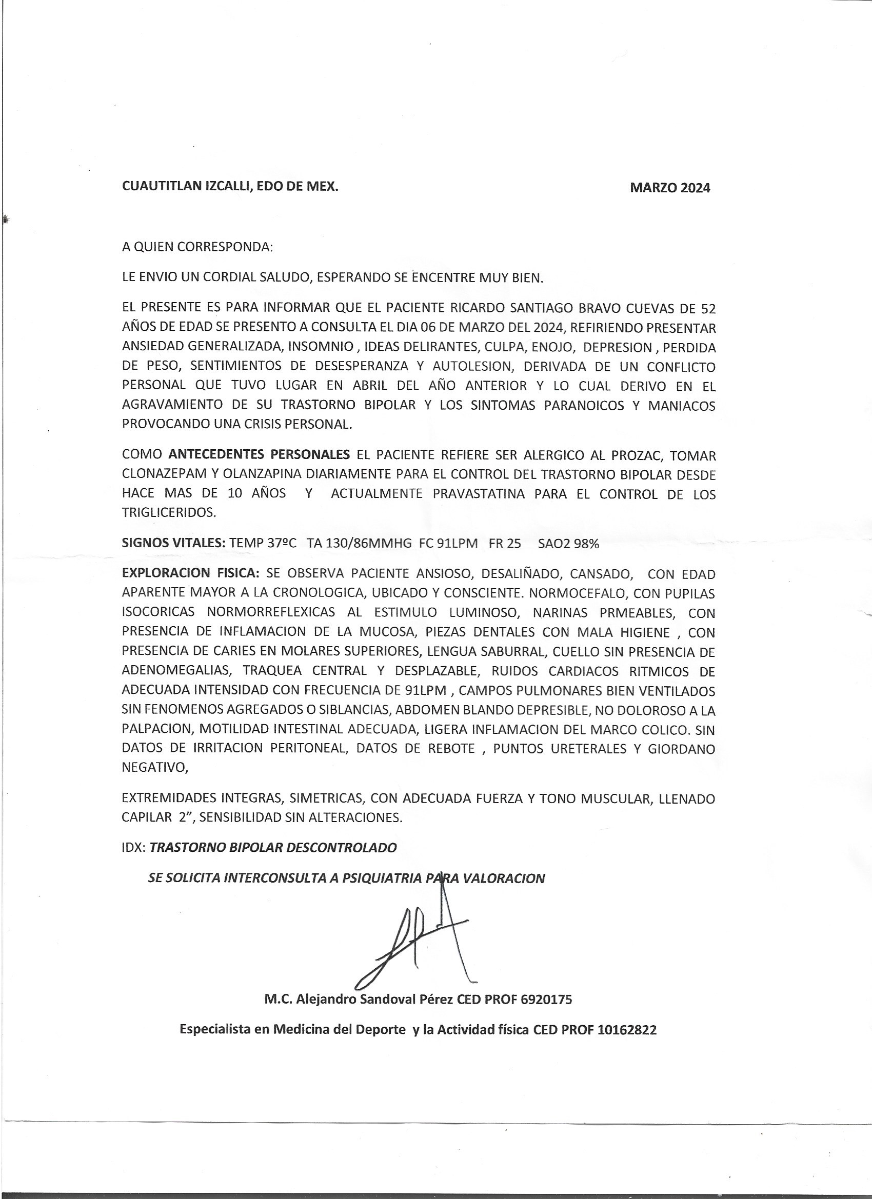 Carta médica y PDF de urgencias